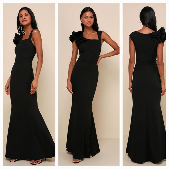 Lulus Dresses & Skirts - New LULUS Women's (S) Lucette Black Sleeveless Ruffled Mermaid Maxi Dress $99